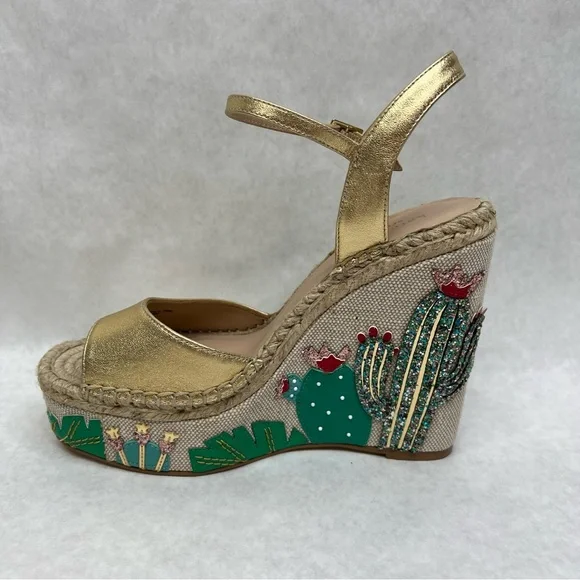 KATE SPADE Dallas Cactus Platform Wedge Sandals - Sz 7 - Picture 11 of 15